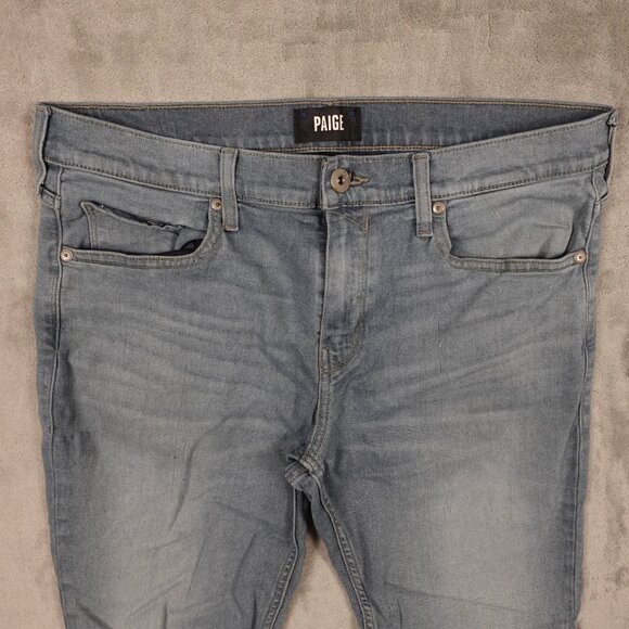 Paige Federal Slim Straight Jeans Men's 34 Light Wash Soft Stretch Denim - Picture 2 of 15